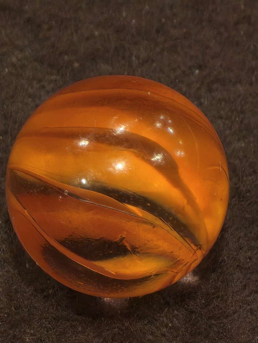 Red-Orange Glass Swirl Marbles Lot Of 5 - Picture 2 of 6